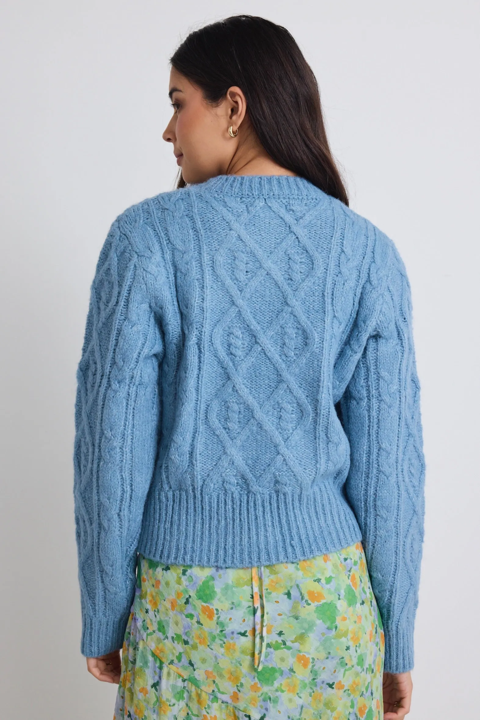 Sky Blue Cable Knit Sweater