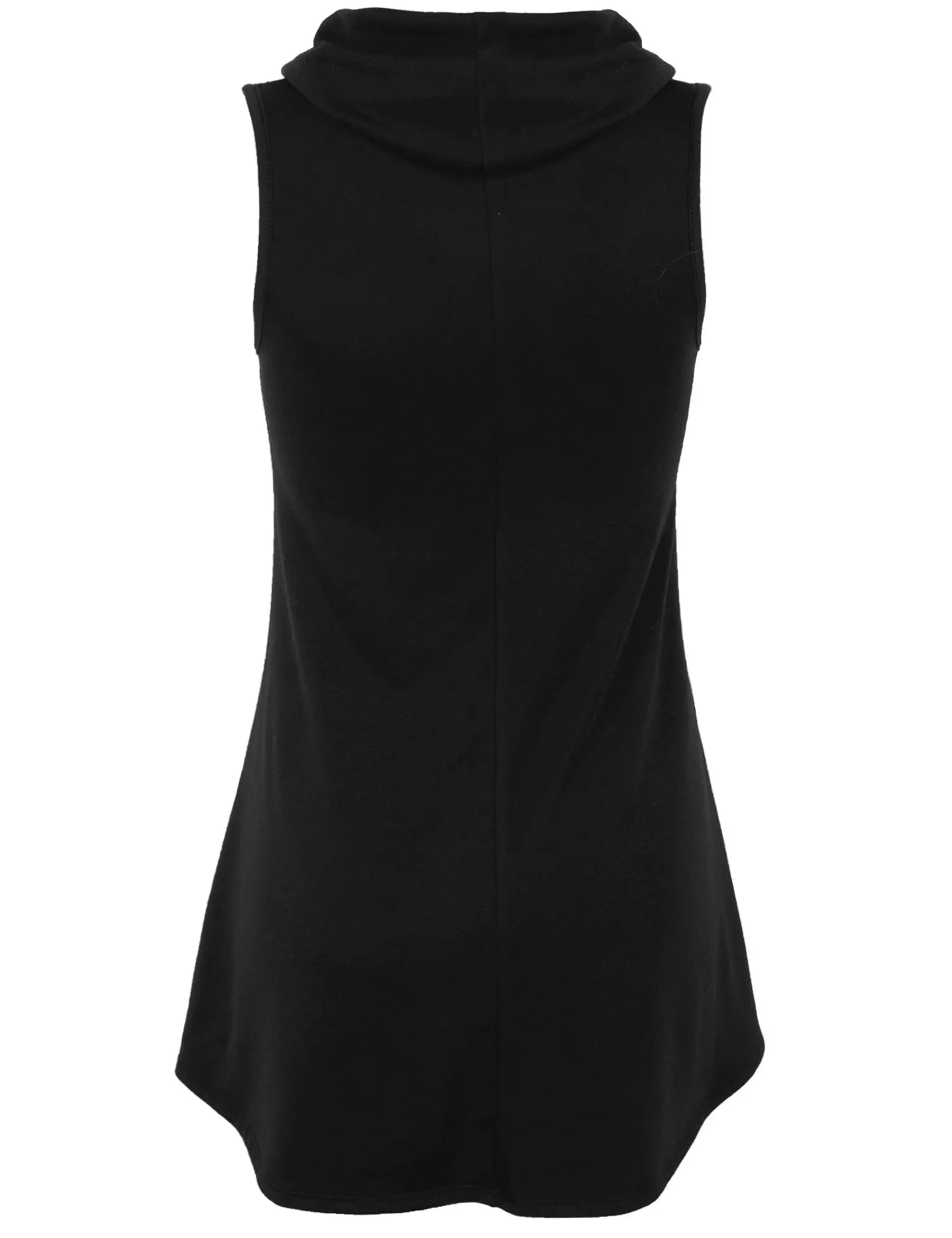 Solid Cowl Neck Sleeveless Flared Knit Top