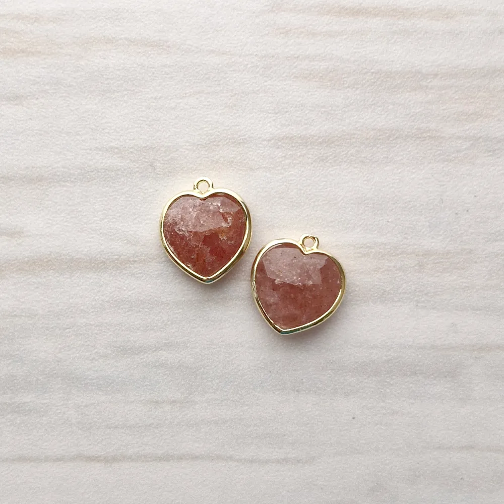 Strawberry Quartz Heart Rim Set Dangles