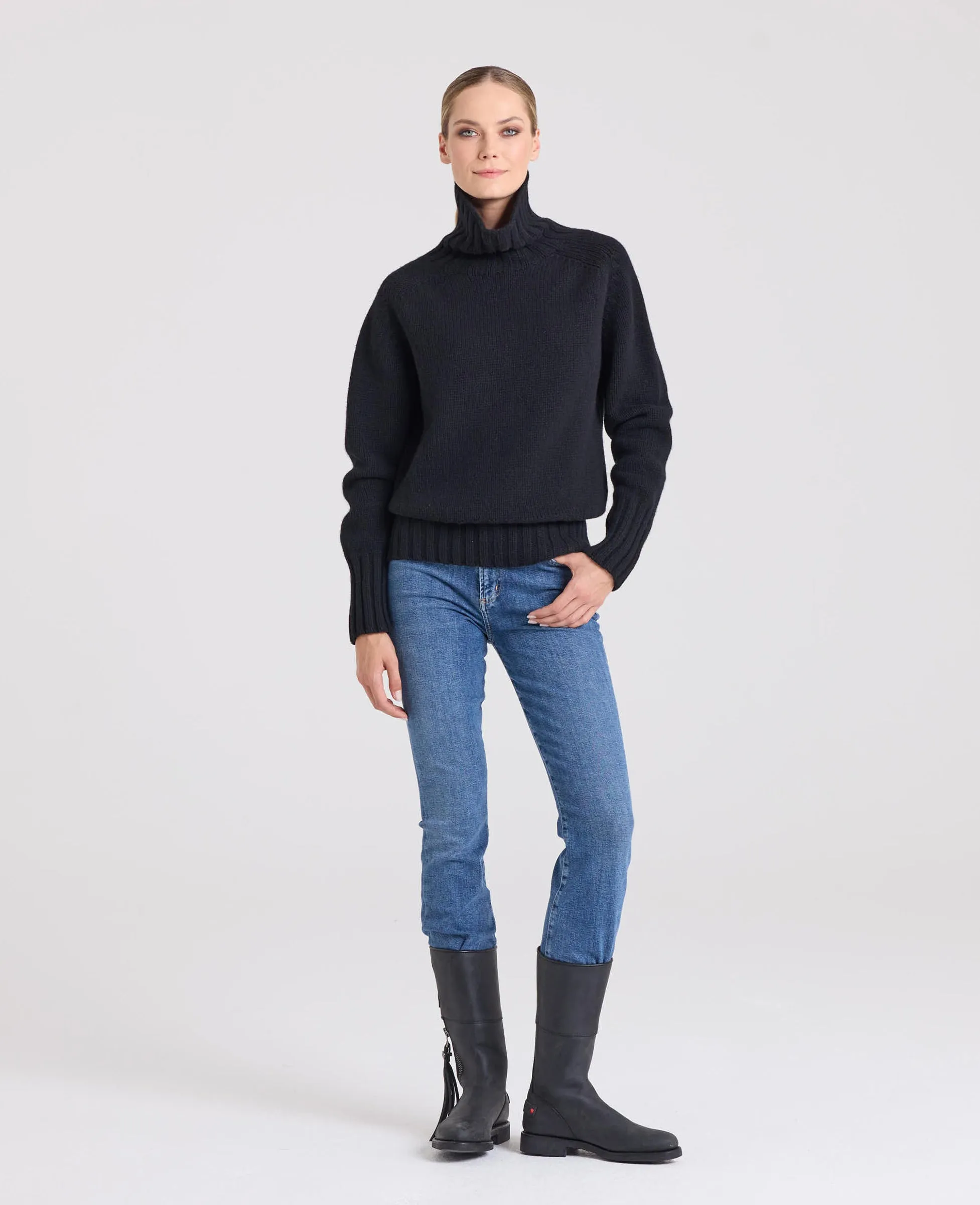Superfine Lambswool Chunky Roll Neck Jumper