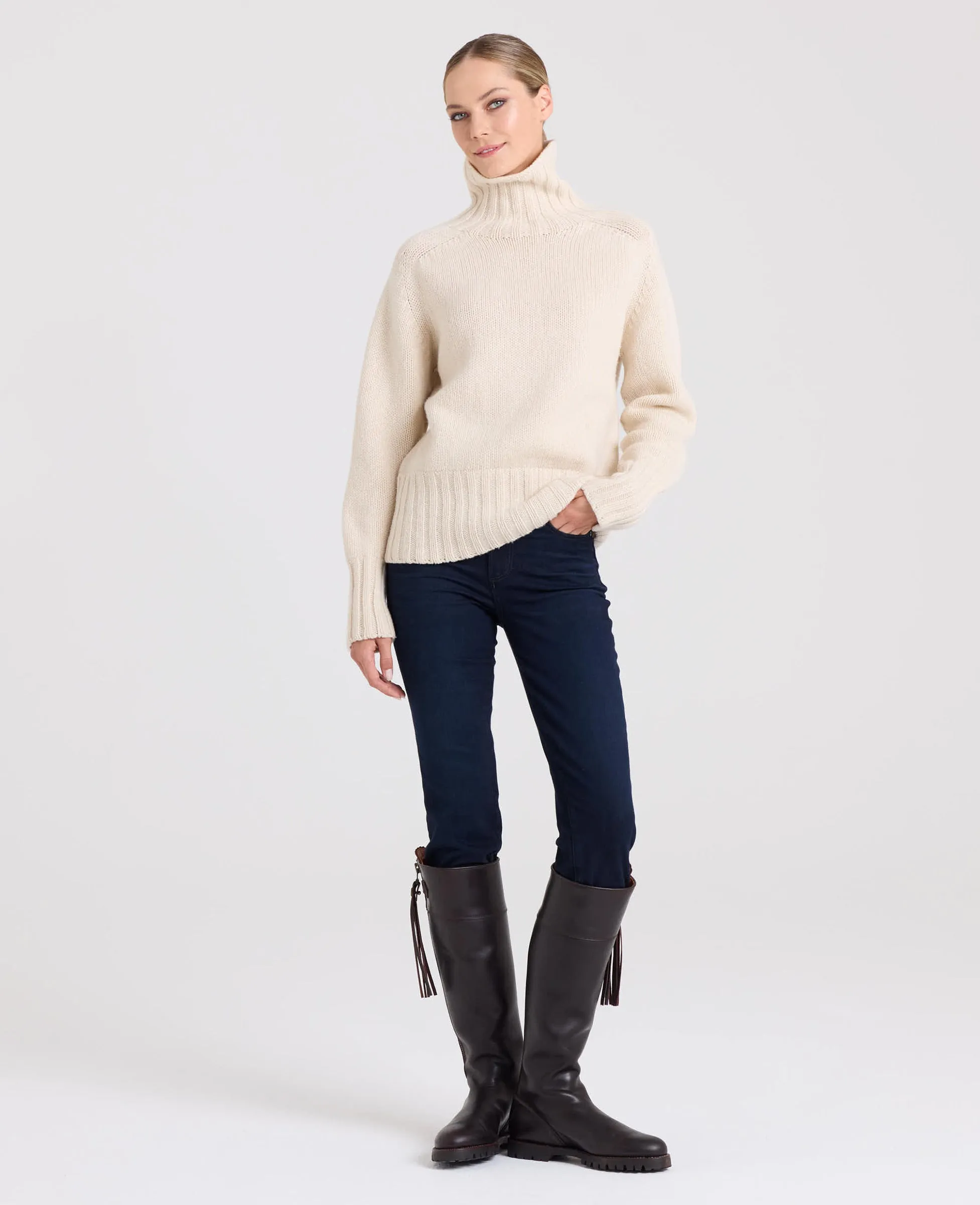 Superfine Lambswool Chunky Roll Neck Jumper