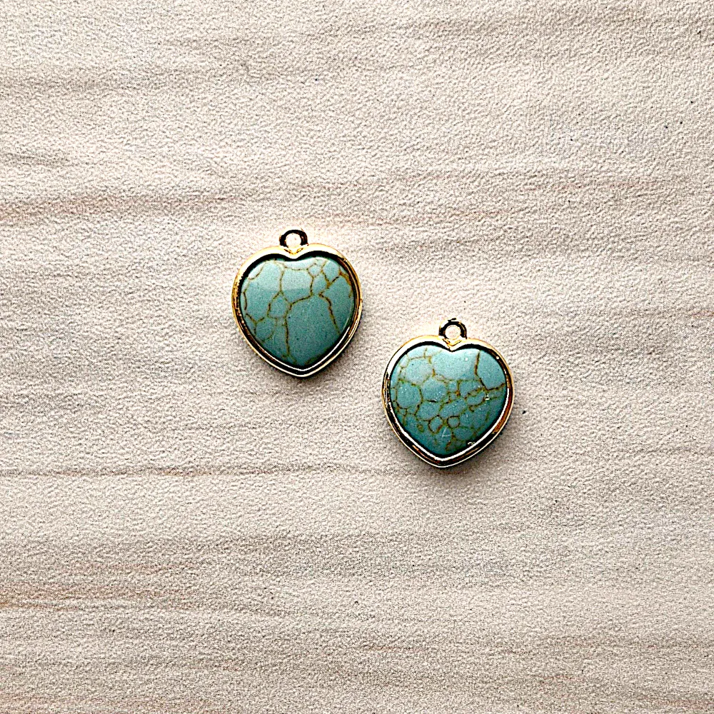 Turquoise Heart Rim Set Dangles