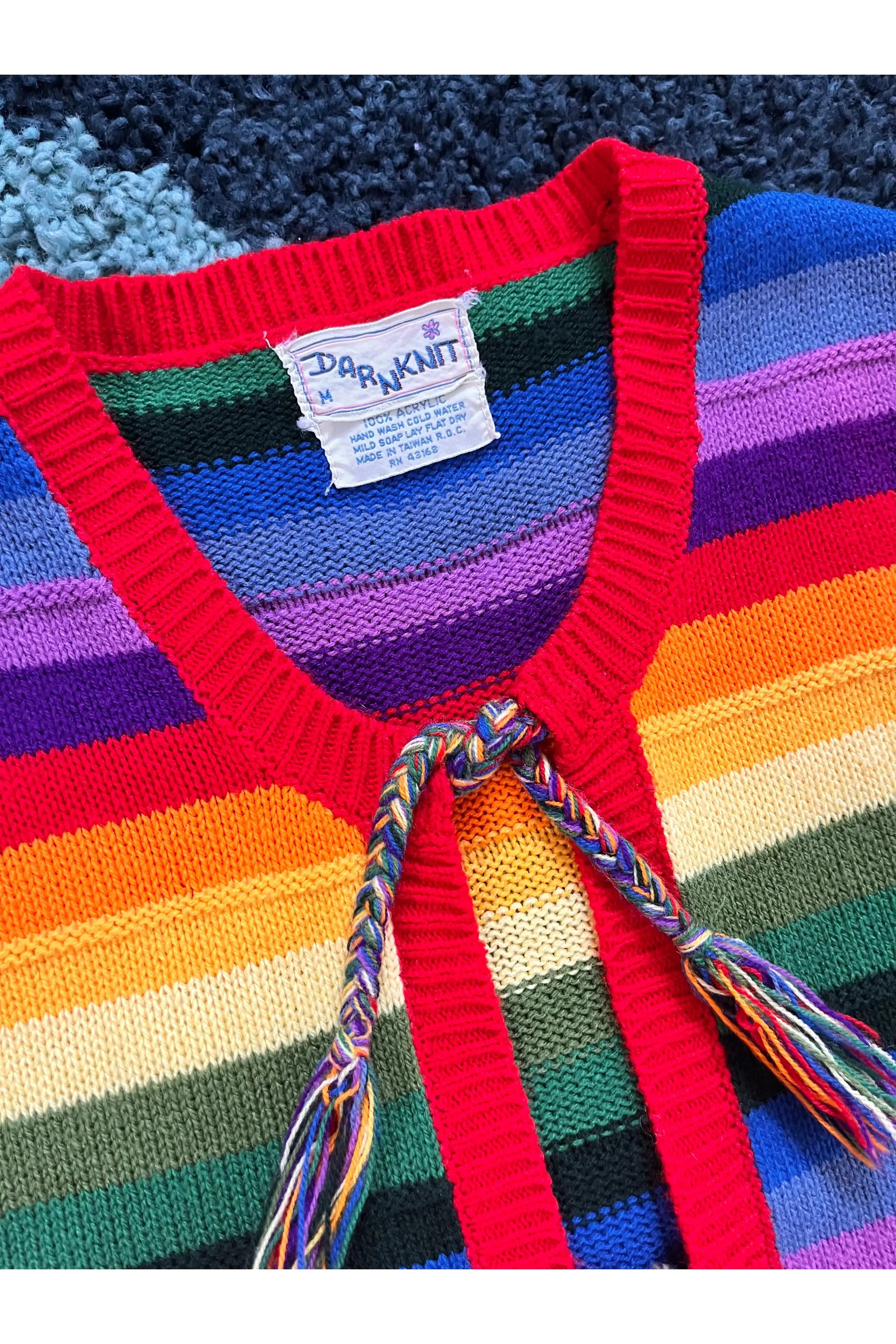 Vintage 70s Rainbow Knit Vest