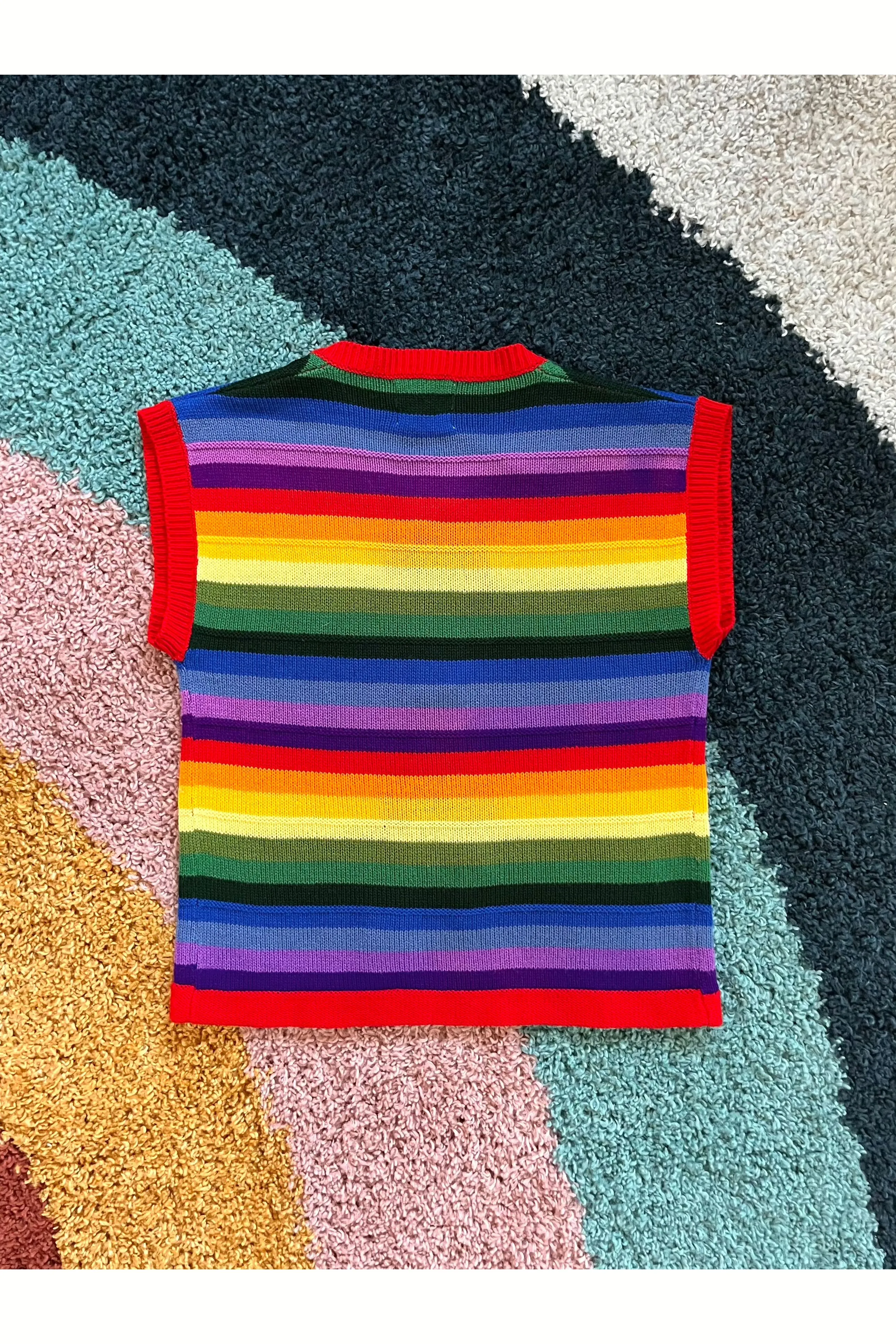 Vintage 70s Rainbow Knit Vest
