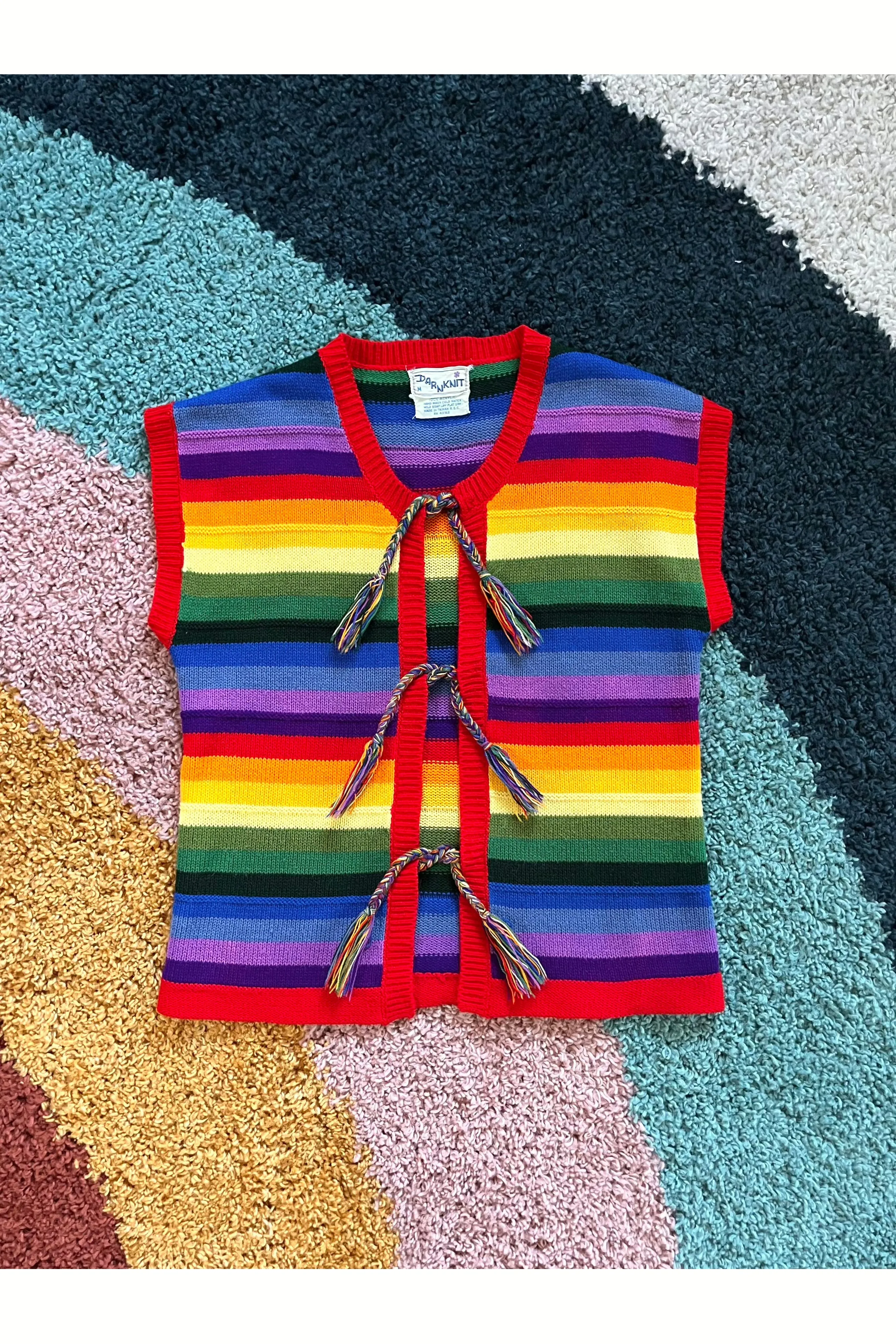 Vintage 70s Rainbow Knit Vest