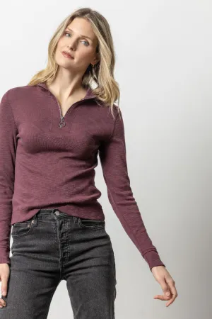 Zip Front Mock Neck by Lila P
